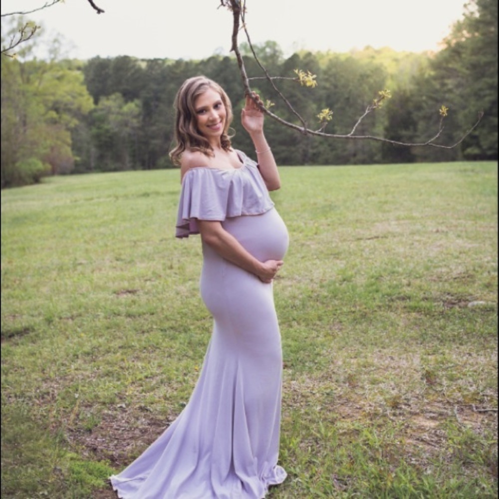 𝅺Pink lush Lavender maternity mermaid maxi dress - Picture 4 of 7